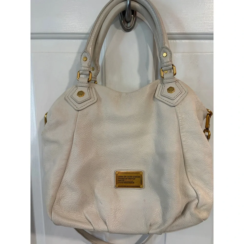 Marc by Marc Jacobs Cream Classic Q Fran Leather Hobo Crossbody Bag